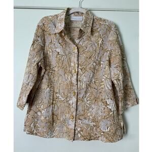 First Issue A Liz Claiborne CO. Women's Blouse Sz L Crinkle Pineapple Buttons